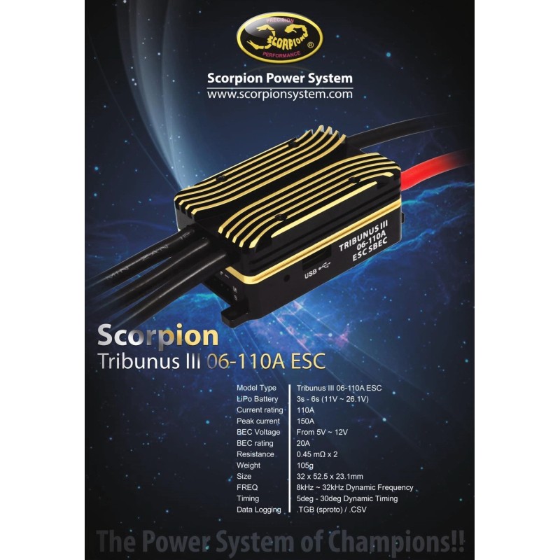 SCORPION TRIBUNUS III 06-110A (12V-SBEC) ESC 3-6S