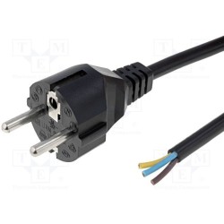 Câble; CEE 7/7 (E/F) prise, cordons; 1,8m; noir; PVC; 3x1mm2; 